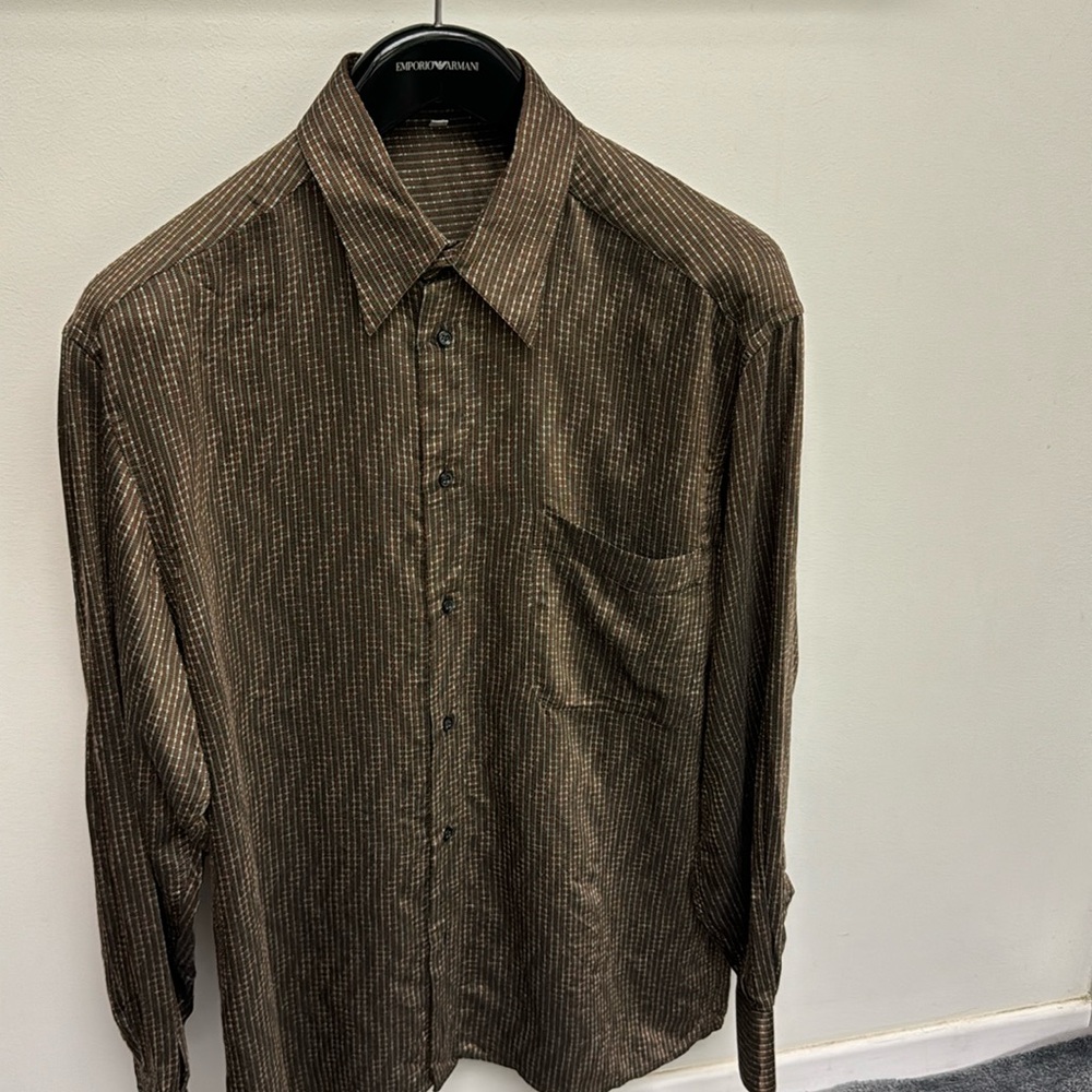Rare vintage  90s Bernini chocolate pinstriped M L/S Italy